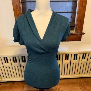 The Limited faux wrap dark teal top